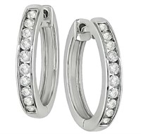 10k White Gold Channel-Set Diamond Hoop Earrings