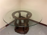 Circular Glass-top entryway Table