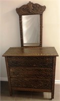 1930's Tiger Oak dresser w/ mirror.