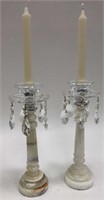 2 Alabaster Candle Sticks