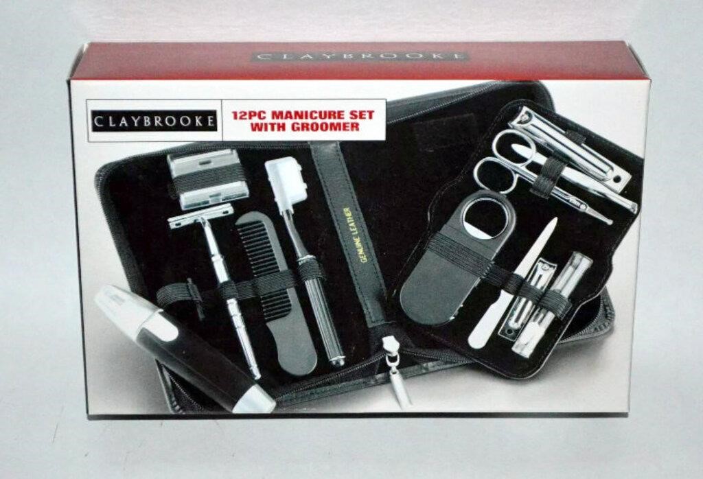 Claybrooke 12 Piece Leather Manicure Set Groomer