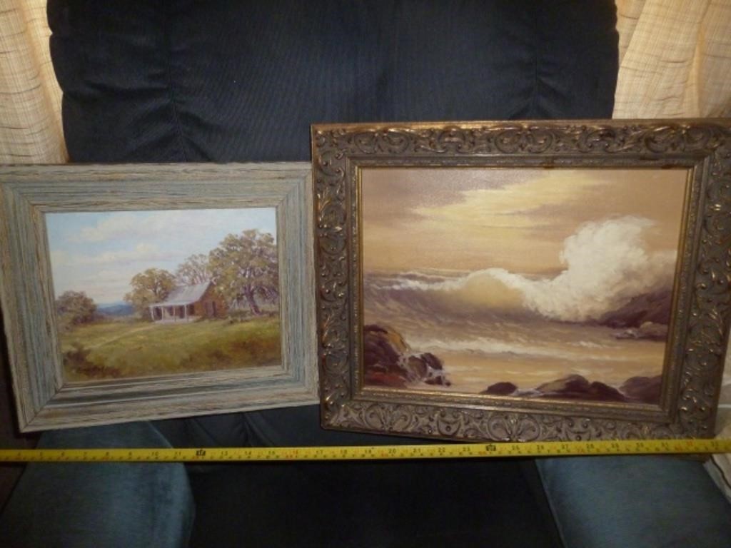 2pc Lona Bell Vintage Original Oil on Canvas