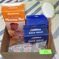 VINTG HEATING PAD (TURNS ON), BACK WRAPS, LOTION>>