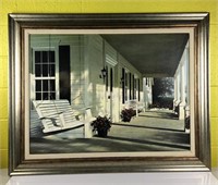 Framed Print on Board of Southern Front Porch