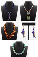 Chinese Hardstone & Cloisonne Bead Jewelry, 5
