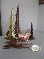 Metal & Wood Deer Tabletop Decor and Nightlight