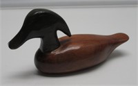 7-1/2" L MAHOGANY WOOD DUCK CARVING BY MILEY