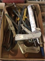 Assorted Tools - Chalk Gun, Hack Saw, Tin Snips