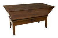 FRENCH FRUITWOOD & OAK COVERED DOUGH BIN ON STAND