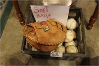 Miscellaneous Lot w/Mitt and Several Soft Balls