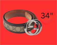 GUCCI Interlocking GG PVC Leather Belt 34