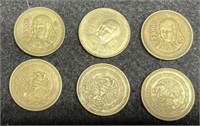 (6) $1000 PESO MEXICAN COINS