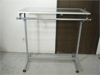 2- sided rolling clothes rack w/ glass shelf