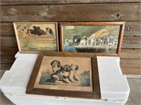 (3 PCS) FRAMED PUPPY PICTURES