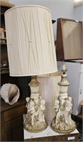 Pair of Cherub Lamps, other shade is present