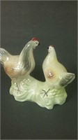 Glazed Ceramic Rooster & Hen Decor