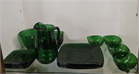 Shelf Lot Of 18 Pieces Emerald Green Dishes