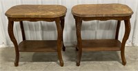 (W) 
Pair of Mid Century Style Carved Wooden Side