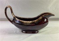 Hull Pottery Brown drip gravy boat