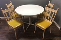 MID CENTURY TABLE & 4 METAL CHAIRS