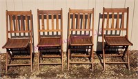(4) Vtg Wooden Folding Chairs