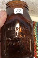 Vintage "Hospital Use Only" Brown Glass Bottle