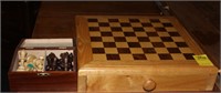 solid oak chess and checkers set