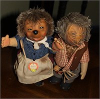 steiff micki and mechi hedgehog dolls 1950s
