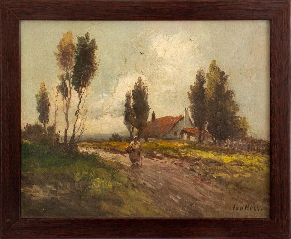 Von Ness Pastoral Landscape Oil on Canvas