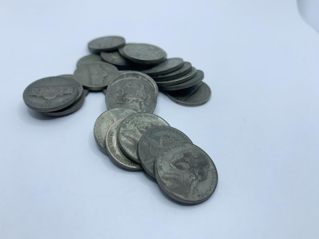 (25) SILVER WAR NICKELS