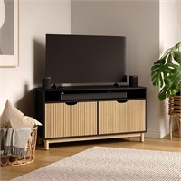 43 Corner Cabinet TV Stand  Black/Natural Oak.