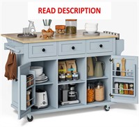 Kitchen Island On Wheels  53in  Blue