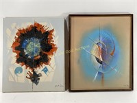(2) Original Y.W. Lee Canvas Abstract Paintings