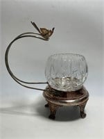 VINTAGE CRYSTAL BOWL ON SILVER PLATED STAND