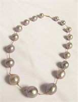 Large Freshwater Pearl Necklace with 14K Chain