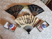Ornate Chinese Fans & Ink Paste