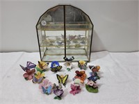 Set Butterflies with Case, case has cracked glass