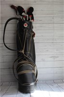 Vintage golf bag and clubs