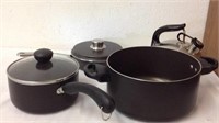 Farberware pots and pans and tea kettle