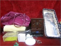 Jewelry box, purse, scissors and more.