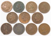 LOT OF ELEVEN INDIAN HEAD PENNIES