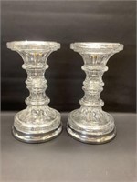 Large glass pillar candle holders 11" h x 6” dia