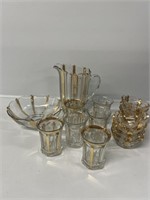 Art Deco Style Pitcher, glasses, fruit bowls