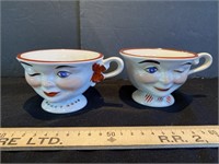 Vintage Ridgeway winking eye tea cups