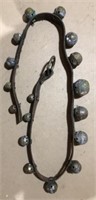 Antique Leather & Brass String of 17 Sleigh Bells