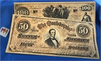 2-Confederate States of America Bank Notes $50