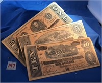3-Confederate States of America Bank Notes $1