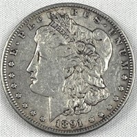 1891 Morgan Silver Dollar, US $1 Coin