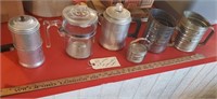 Vintage lot coffee pots coasters tin sifters