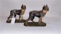 PAIR CAST IRON DOG DOORSTOPS